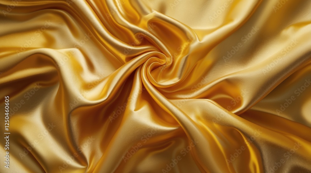 Poster luxurious golden satin fabric draped in elegant folds creating a rich abstract background ideal for 