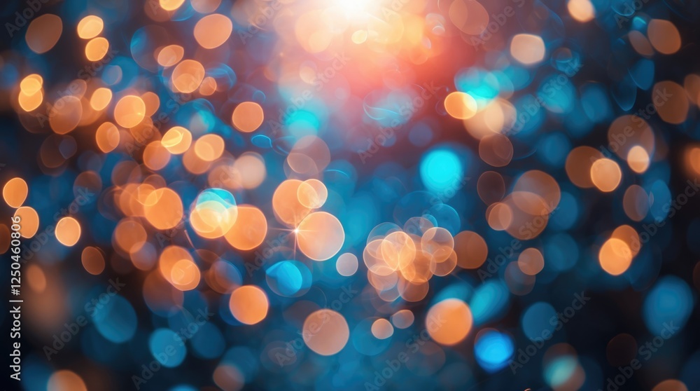 Aufkleber vibrant abstract bokeh background with shimmering blue and orange lights creating a dreamy and festi