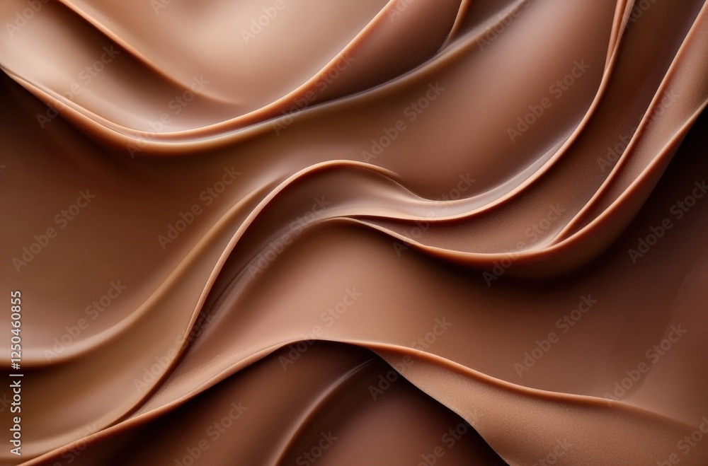 Poster close-up view of textured chocolate waves with smooth curves and delicate patterns evoking luxury an