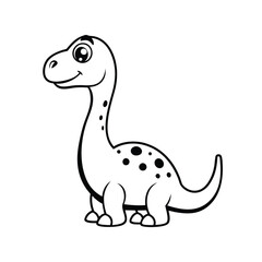Cute Cartoon Long-Neck Dinosaur Outline – Adorable Kawaii Brontosaurus Clipart