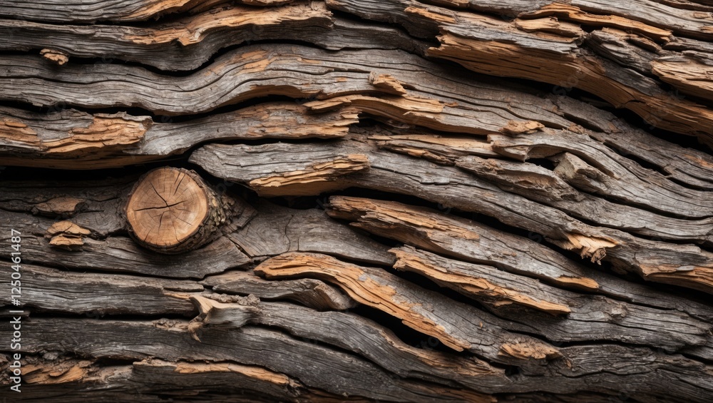 Poster abstract textured close-up of aged wood bark showcasing natural lines and patterns in a rustic earth