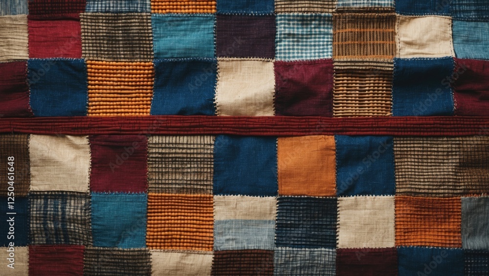 Poster vibrant patchwork texture featuring woven cloth in a checkered pattern perfect for backgrounds and c