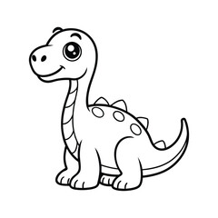 Cute Cartoon Long-Neck Dinosaur Outline – Adorable Kawaii Brontosaurus Clipart