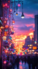 Vibrant mardi gras celebration on a colorful new orleans street