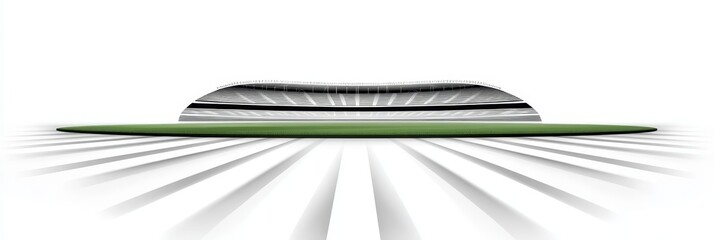 Modern Stadium Panoramic View - Panoramic view of a modern stadium, showcasing the field and stands. Ideal for sports, events, and advertising.