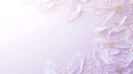 Delicate White Lace Flowers on Lavender Background