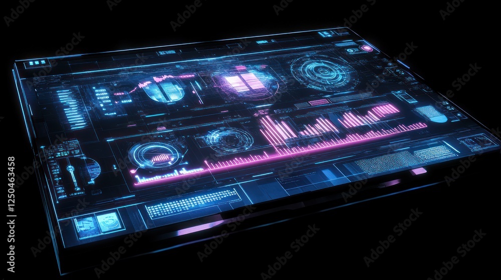 Aufkleber futuristic data display: holographic interface for advanced technology control