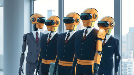 Future artificial intelligence robot, cyborg, human