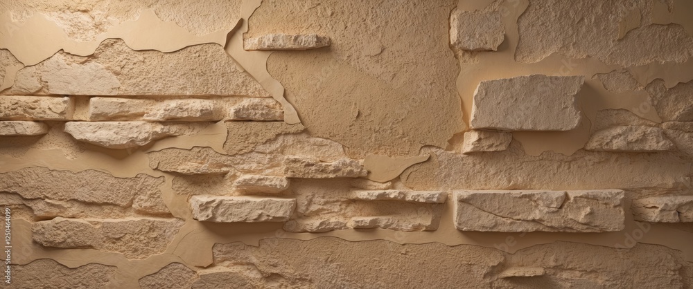 Poster textured beige wall with a rough uneven surface creating a warm earthy background suitable for inter