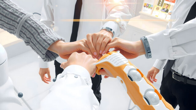 Future artificial intelligence robot, cyborg, human