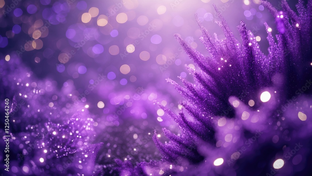 Poster mystical purple bokeh background with soft light effects creating a dreamy ambiance for design and a
