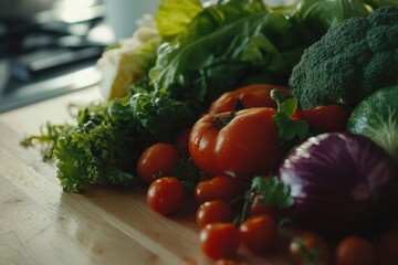fresh vegetables on the kitchen table