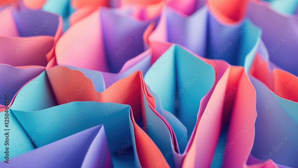 Poster colorful abstract paper shapes creating a dynamic textured background for design projects and artist