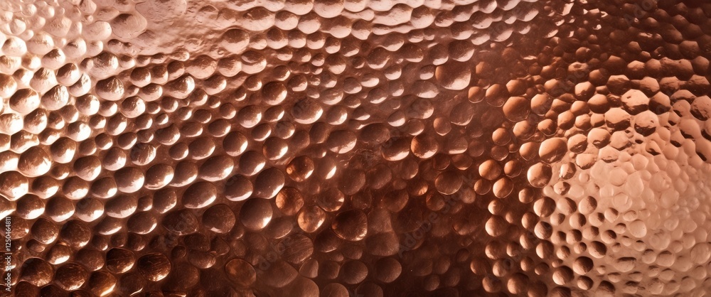 Poster textured hammered copper surface with shiny reflections and unique patterns for artistic and design 