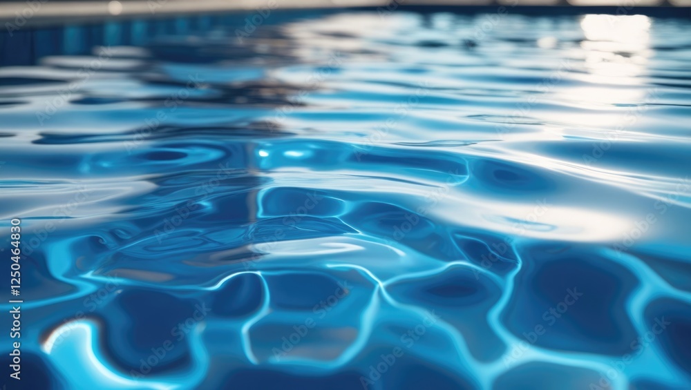 Aufkleber abstract close-up of shimmering blue water surface in a swimming pool with reflections ideal for gra
