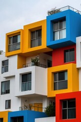 Fototapeta premium Modern Urban Housing Design with Colorful Facades and Efficient Space Utilization
