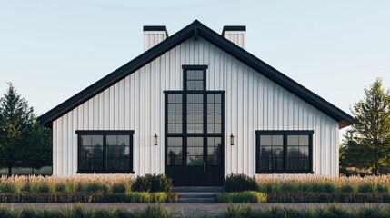 Obraz premium Modern Farmhouse Style High Rise Building with Elegant Design and Beautiful Landscape