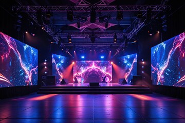 Avant-garde Performance Area for Digital Media with Striking Visuals and Dynamic Ambiance