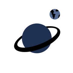 vctor illustration of universe and earth is revolving around a planet