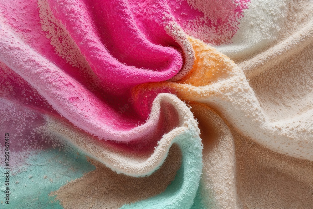 Aufkleber bright fuchsia mint beige abstract whimsical tapestry with lively color gradient and grainy texture