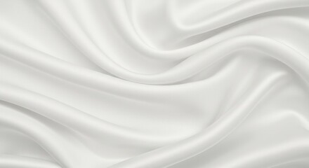 Smooth white fabric texture, silky satin surface, gentle folds and creases, soft ivory color, elegant drapery, close-up detail, luxurious textile, subtle sheen