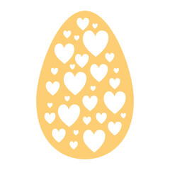 Decorative Golden Love Heart-Themed Happy Easter Egg Logo Illustration
