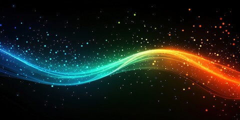 Dynamic and Futuristic Background Featuring Colorful Waves with Sparkling Particles for Creative Design Projects