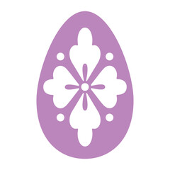Festival Happy Easter Egg Logo Illustration Design with Symmetrical Floral Motif in White