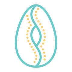 Abstract Happy Easter Egg Design with Light Teal, Curved Lines, and Dotted Yellow Accents