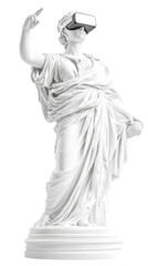 Fototapeta premium A Glimpse of the Future: A timeless marble statue, a symbol of history and culture, dons a modern virtual reality headset.