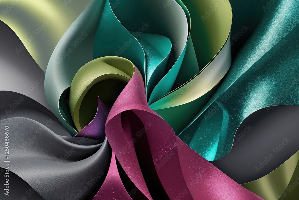 Poster vibrant dynamic gradient collage with layered colors in shimmering teal olive ruby and gray