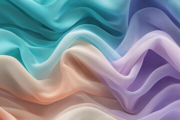 Fototapeta premium Stylish Gradient Pattern in Turquoise Peach and Lavender on Textured Light Beige Fabric