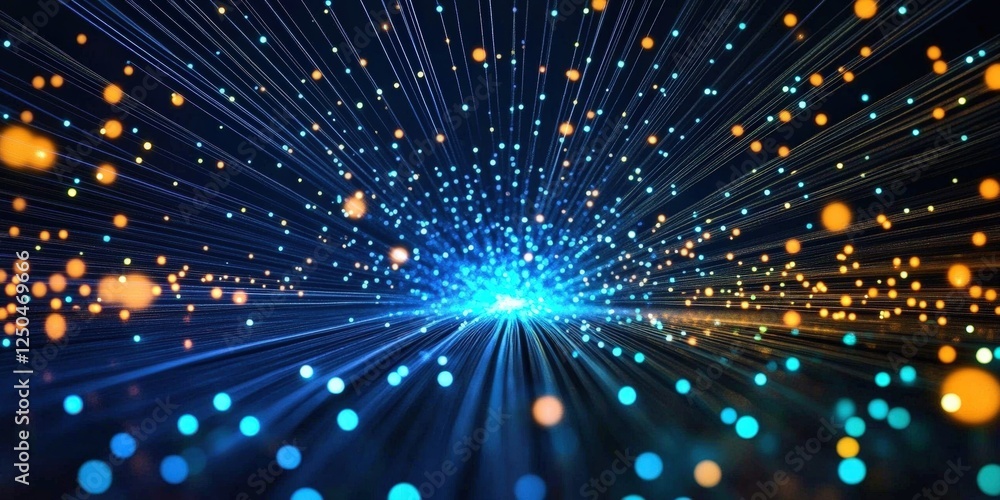 Poster dynamic background of blue and green lights radiating with vibrant energy, creating a stunning visua