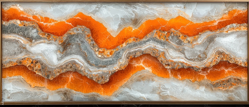 Poster intricate framed artwork displaying vibrant quartz patterns against a clear background in earthy ton