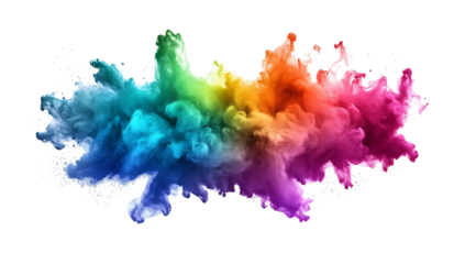 colorful ink splashes isolated on white background PNG.AI GENERATED