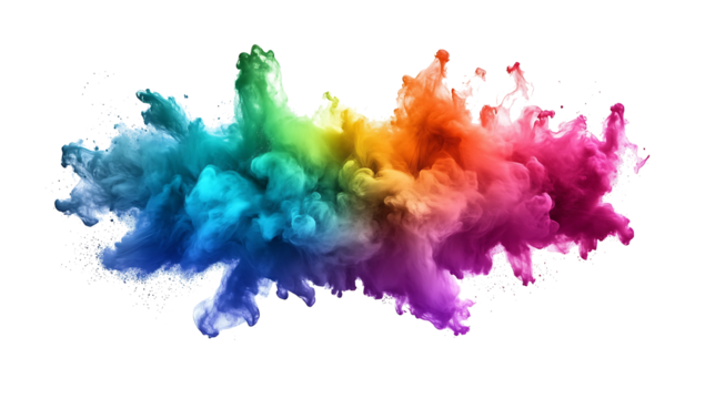 colorful ink splashes isolated on white background PNG.AI GENERATED