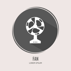 Symbol fan logo. Illustration of fan in flat. Stock vector.