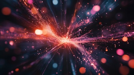 Obraz premium Abstract light trails create a dynamic and futuristic digital background