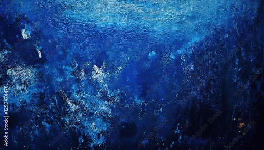 Poster deep blue abstract texture resembling oceanic depths and cosmic clouds for creative background or wa