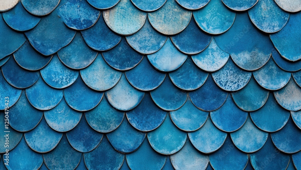Wall mural abstract blue scale pattern background texture.