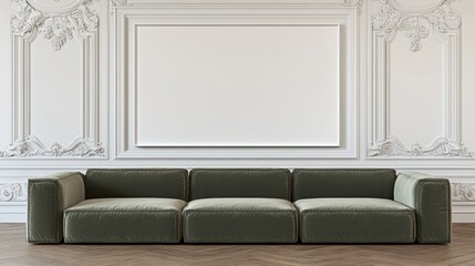 Modern Minimalist Sofa in Elegant White Room with Classic Design