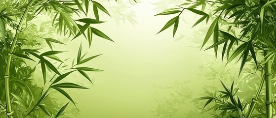 Obraz premium Intricate Bamboo Artwork Featuring Lush Green Background for Relaxing and Tranquil Atmosphere