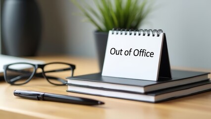 Workplace closure notice: Out of Office message on minimalist desk setting