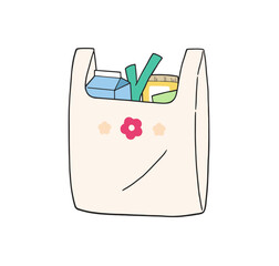 買い物後 花柄のマイバッグ_エコバッグ