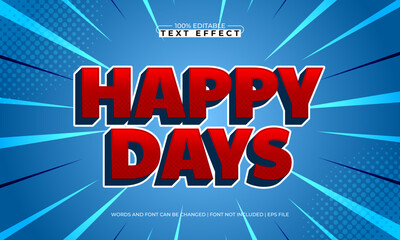 happy days editable text effect with a nice and happy text style