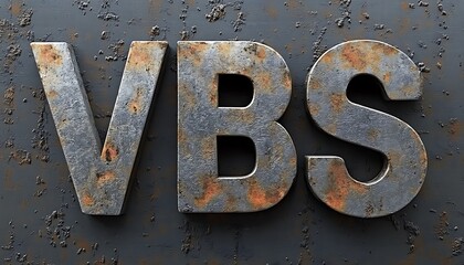 Rusted metal letters on dark textured background