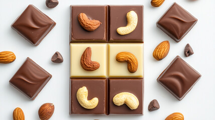 Handcrafted artisan chocolate bars with nuts and vibrant colors