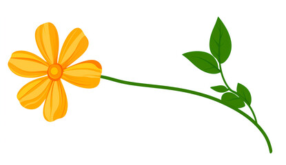 Fototapeta premium Cartoon flower, simple style, orange-yellow color, cartoon illustration, white background, flat vector graphics, cute and colorful, high resolution, no shadows, high detail, no textural details, 