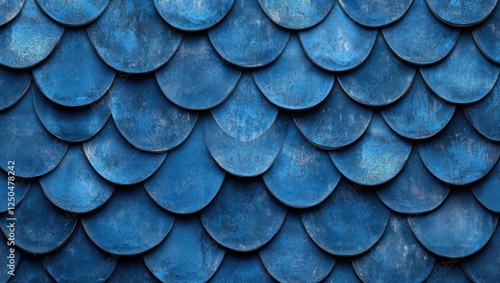 Poster blue overlapping scales texture background.