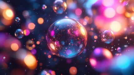 Abstract Colorful Glowing Bubbles